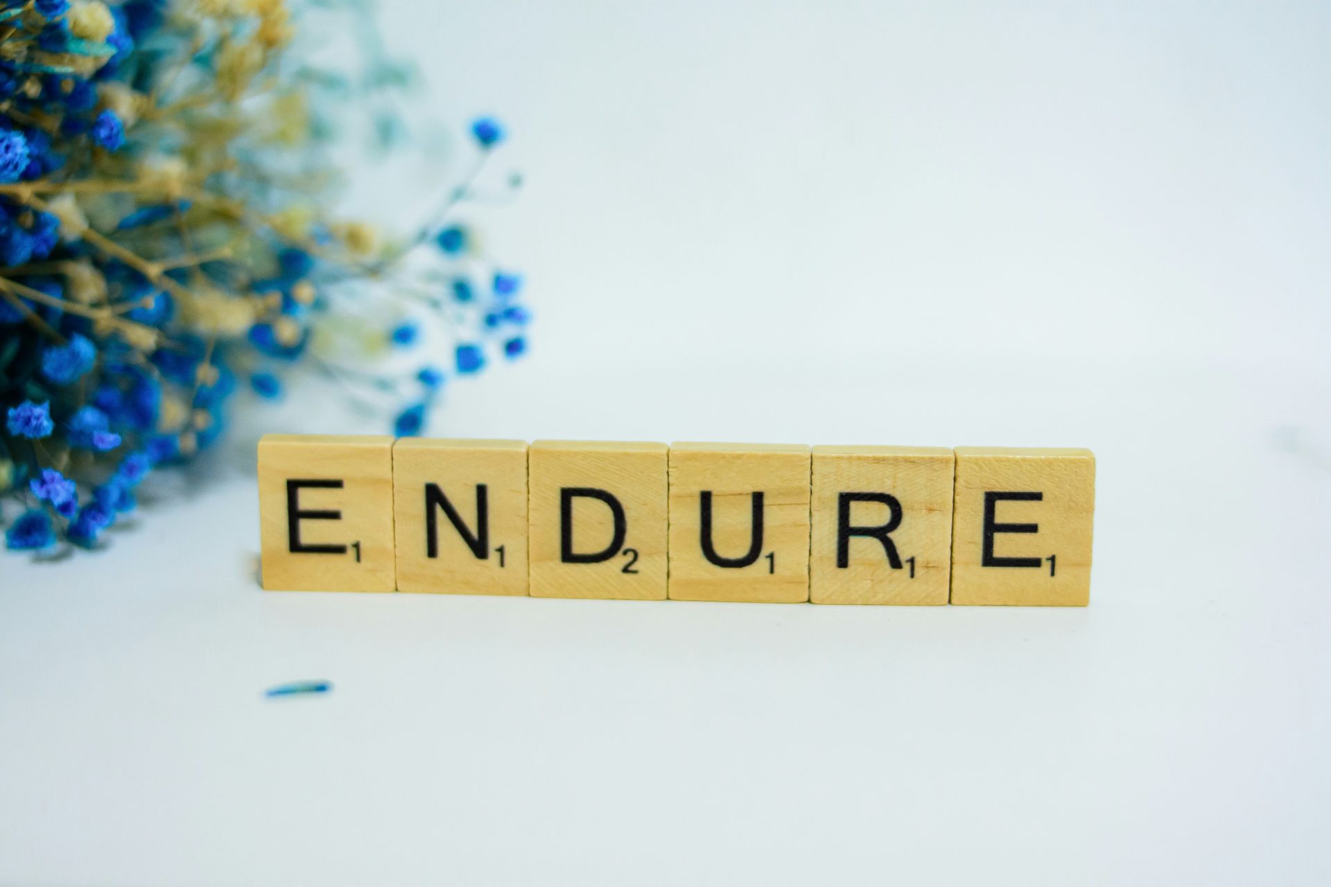 un bloc de type Scrabble épelant le mot endure